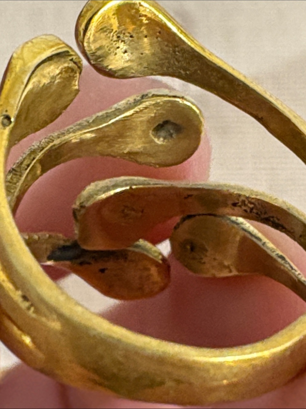 Gold Vermeil over Brass Abstract Drop Accent Ring size 7 - Picture 3 of 4